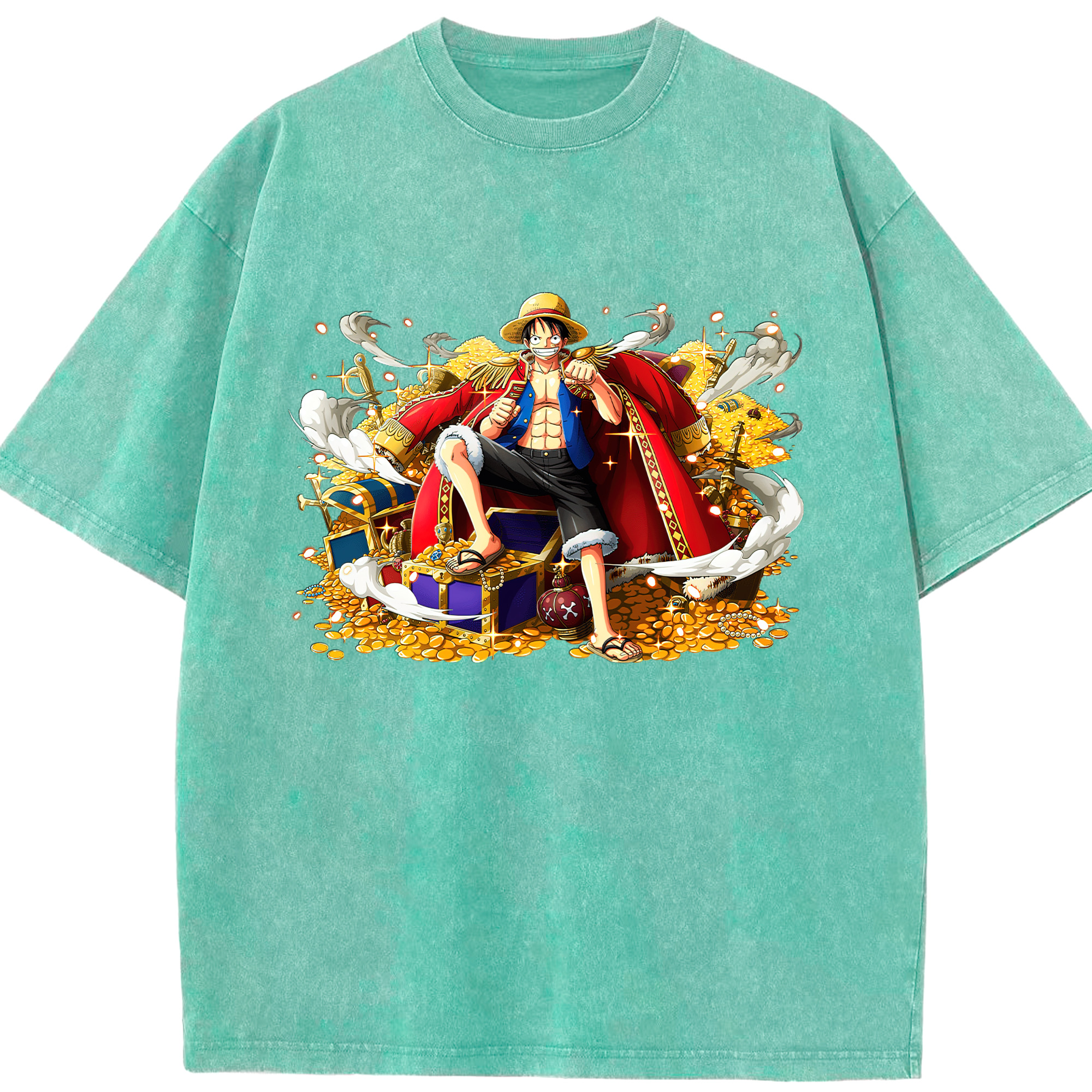 ワンピース モンキー・D・ルフィ ONE PIECE Monkey D. Luffy 綿100% ヴィンテージ風 半袖Tシャツ（フロントプリント）